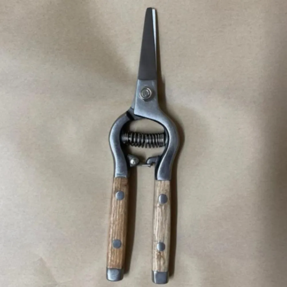 Traditional Garden Snips with Stainless Steel Blades and Wood Handles