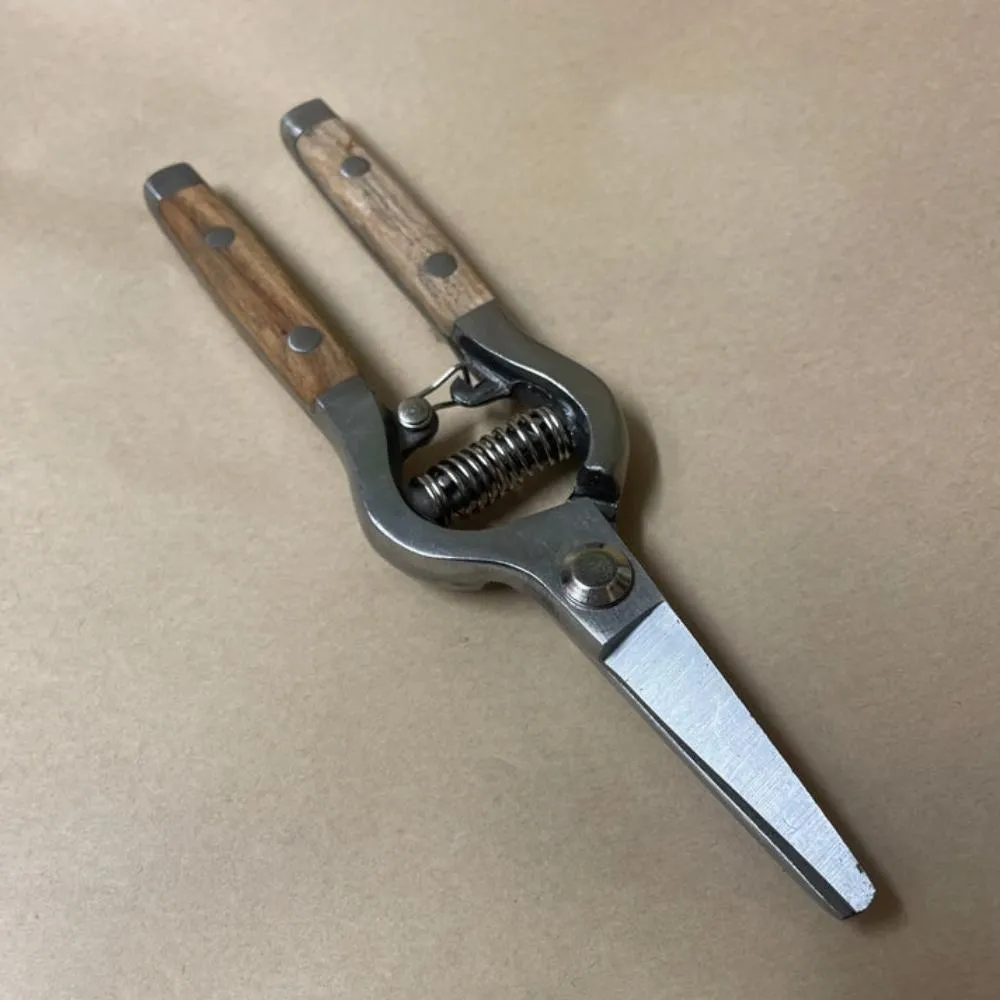 Traditional Garden Snips with Stainless Steel Blades and Wood Handles