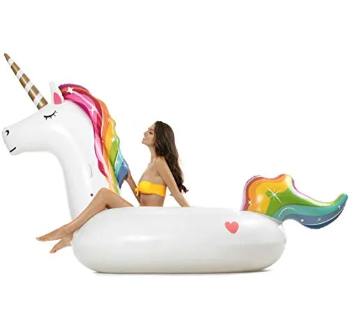 Vickea Giant Inflatable Unicorn Pool Float Outdoor Swimming Pool Floaties Lounge for Adults