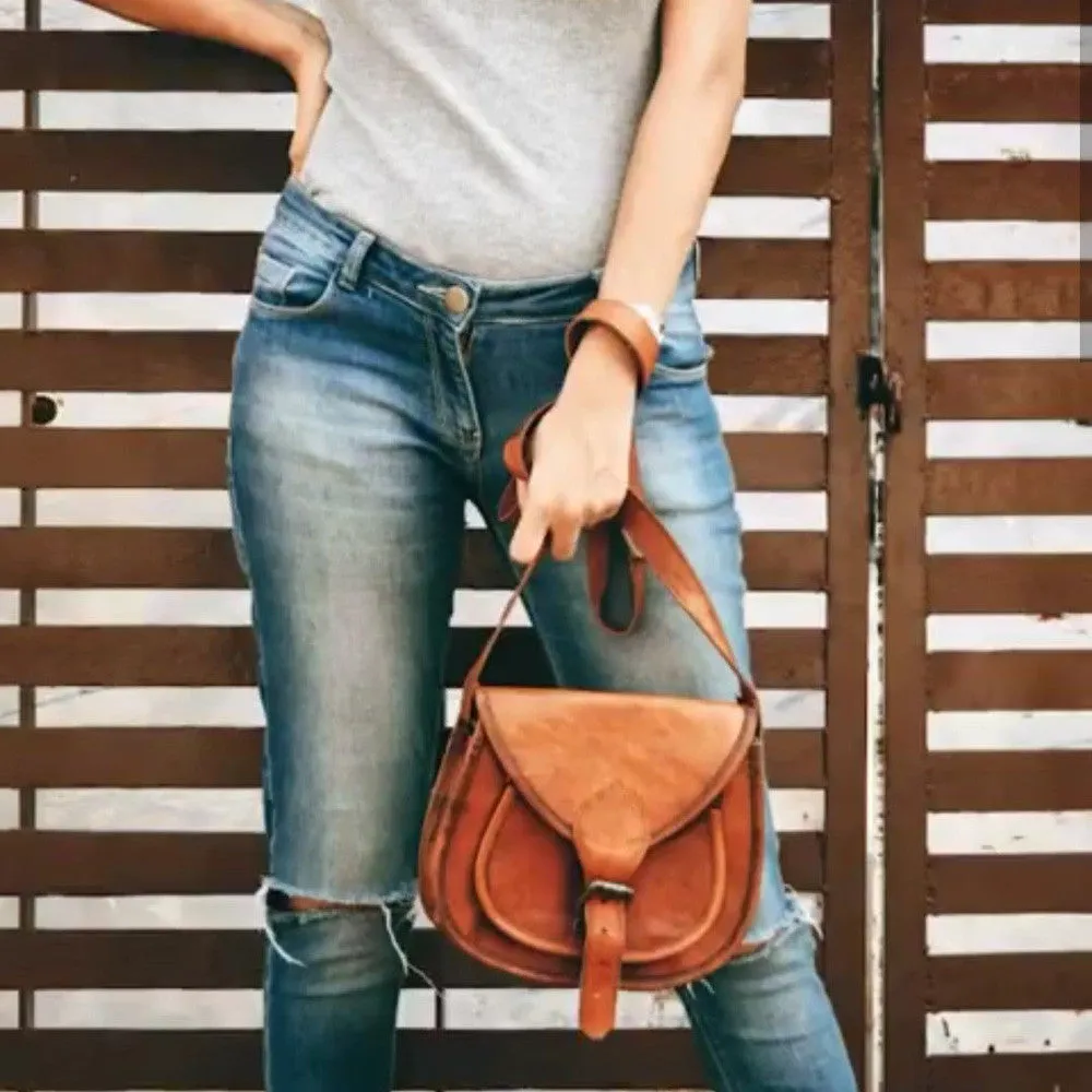 Women's Brown Leather Crossbody Purse