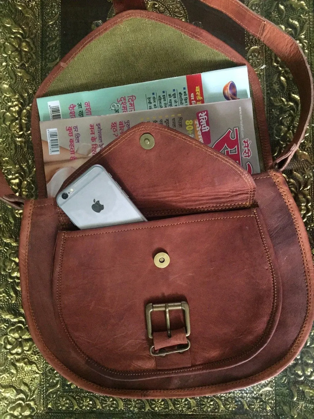 Women's Brown Leather Crossbody Purse
