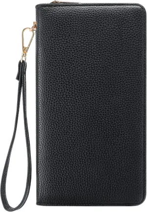 Women's Leather Clutch, RFID Blocking Wristlet Wallet