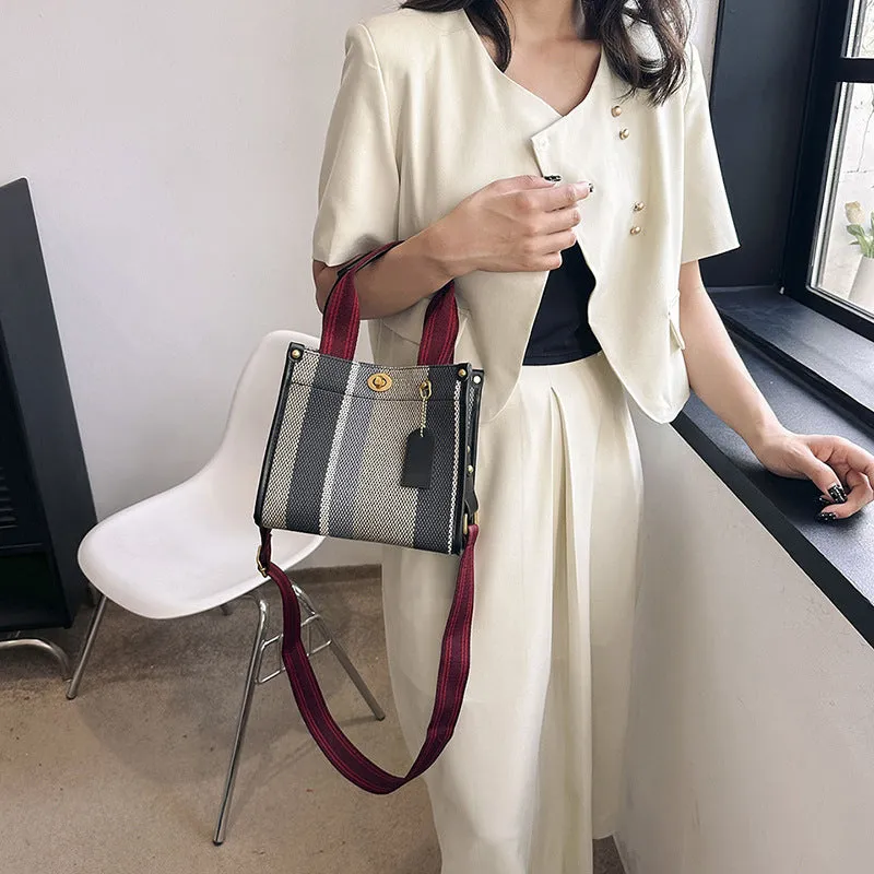 Women's Retro Portable Trend Canvas Striped Crossbody Bags