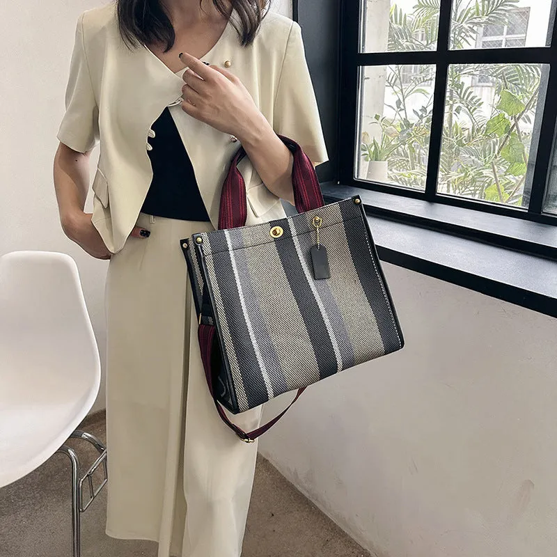 Women's Retro Portable Trend Canvas Striped Crossbody Bags