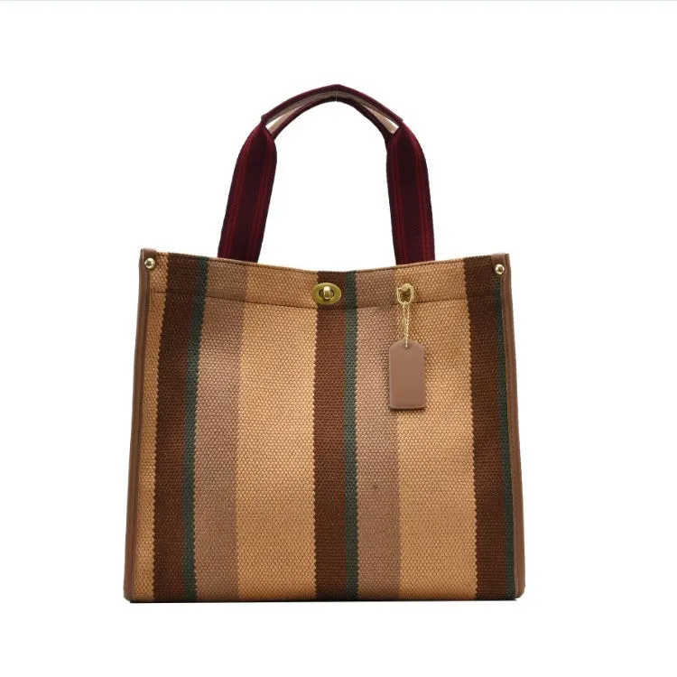 Women's Retro Portable Trend Canvas Striped Crossbody Bags