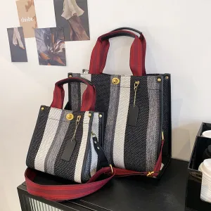 Women's Retro Portable Trend Canvas Striped Crossbody Bags