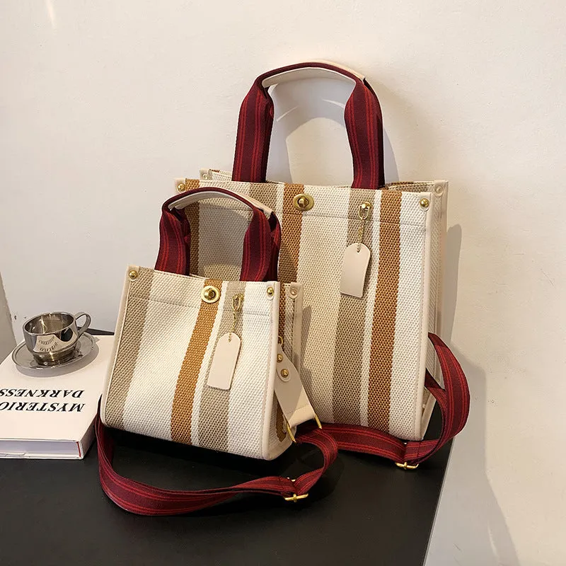 Women's Retro Portable Trend Canvas Striped Crossbody Bags