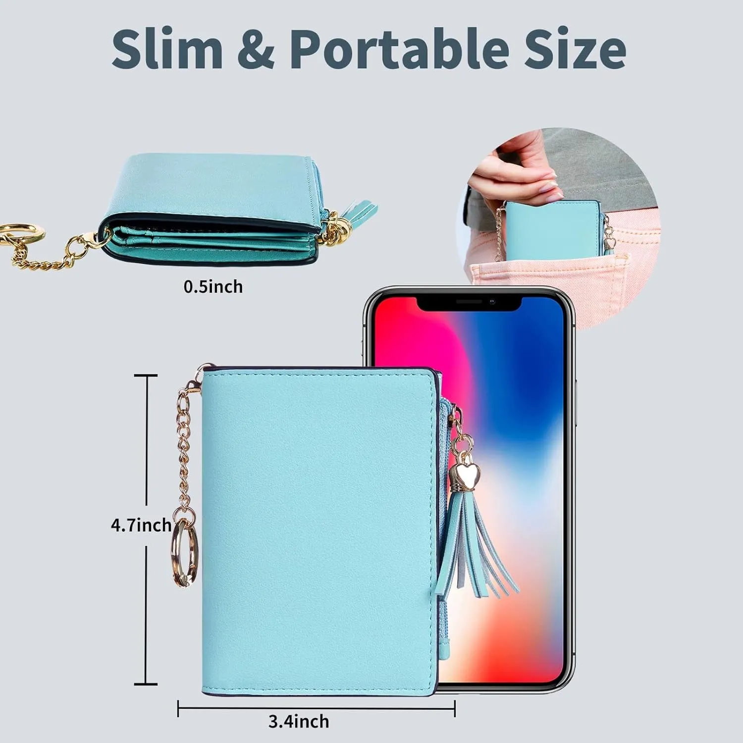 Women's RFID blocking Tassel Bifold Wallet with keychain