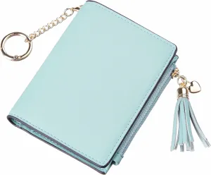 Women's RFID blocking Tassel Bifold Wallet with keychain
