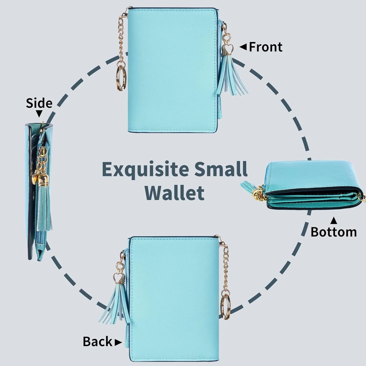 Women's RFID blocking Tassel Bifold Wallet with keychain