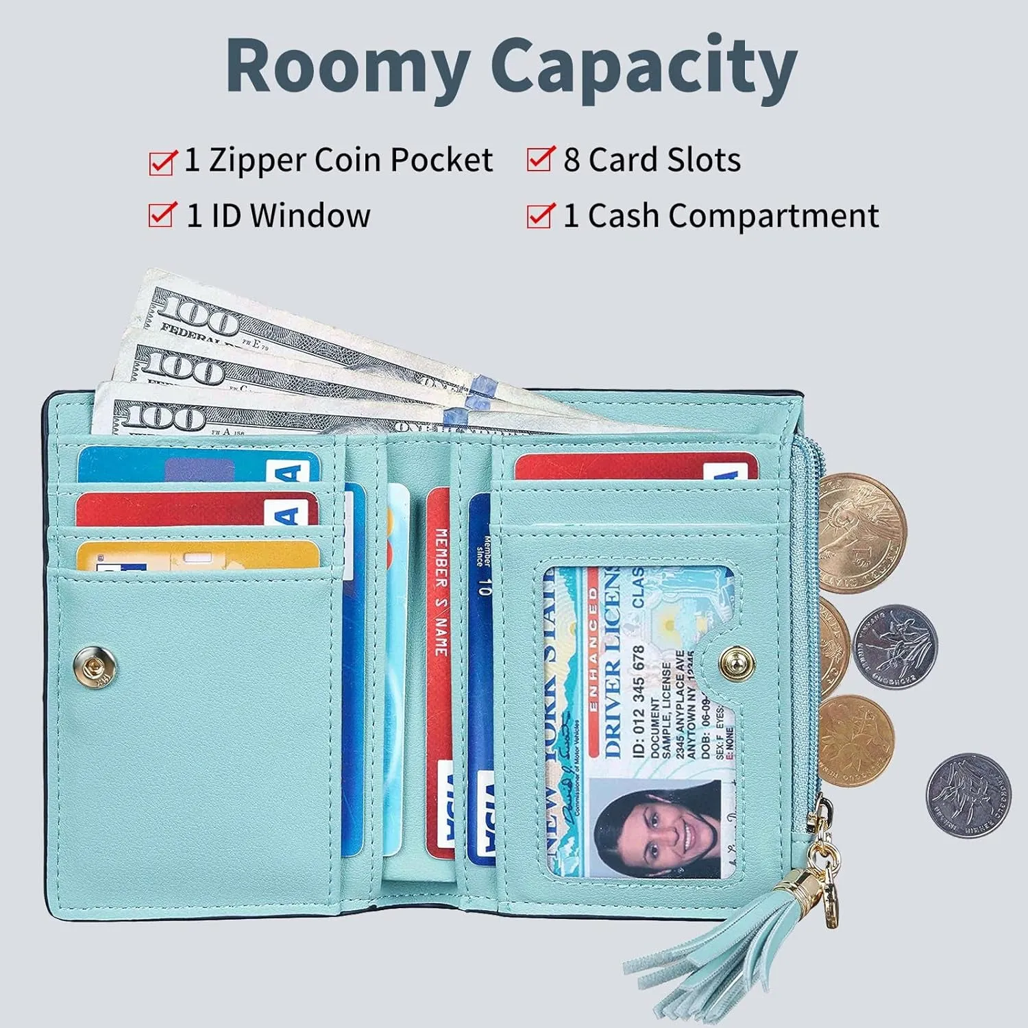 Women's RFID blocking Tassel Bifold Wallet with keychain