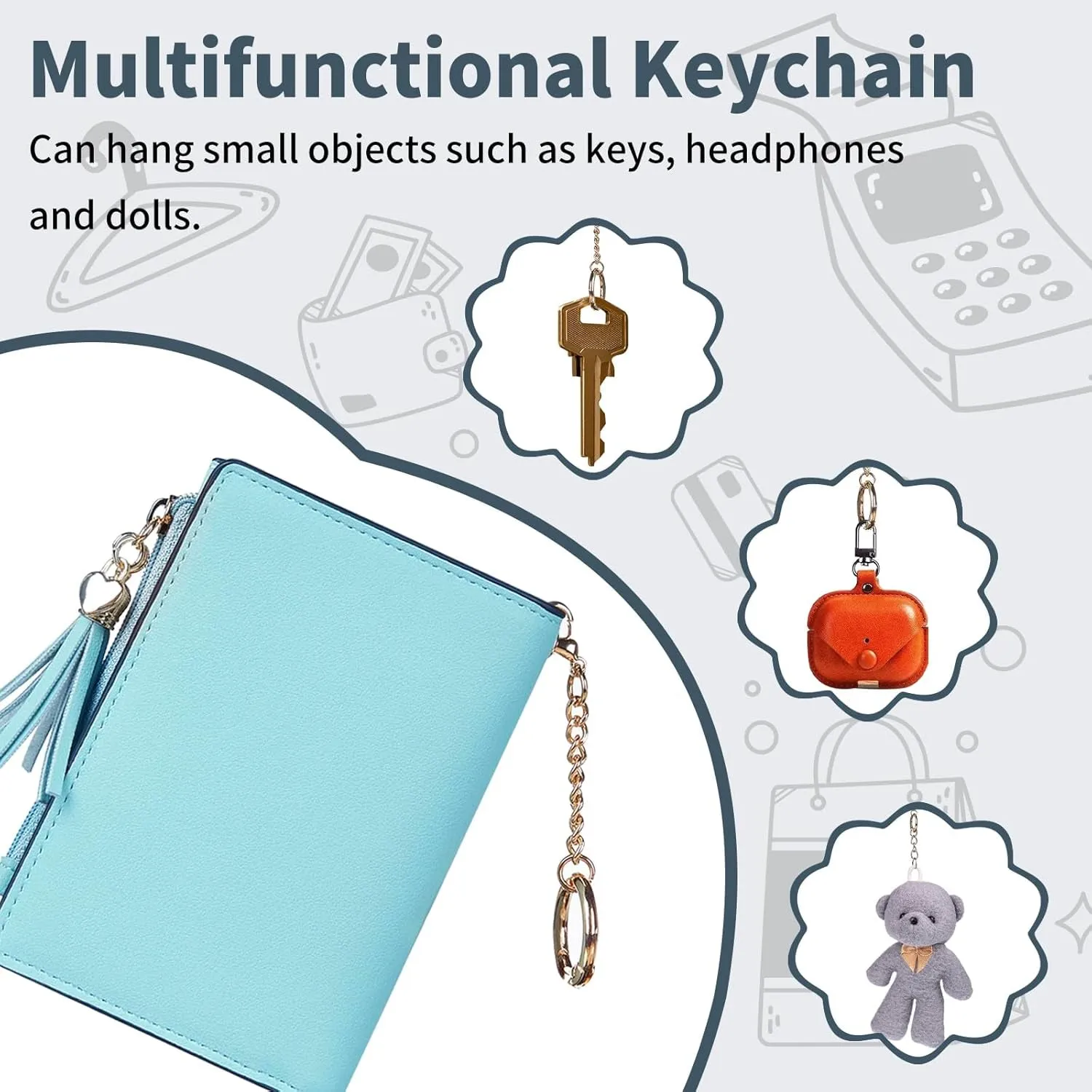 Women's RFID blocking Tassel Bifold Wallet with keychain
