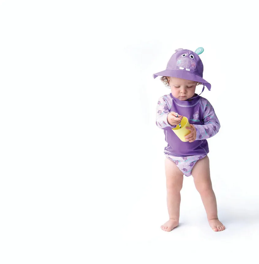 Zoocchini - Rashguard Top & Swim Diaper Set - Hippo