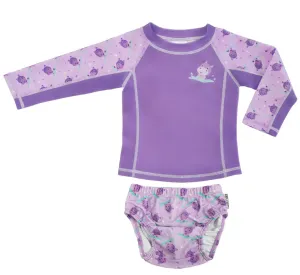 Zoocchini - Rashguard Top & Swim Diaper Set - Hippo