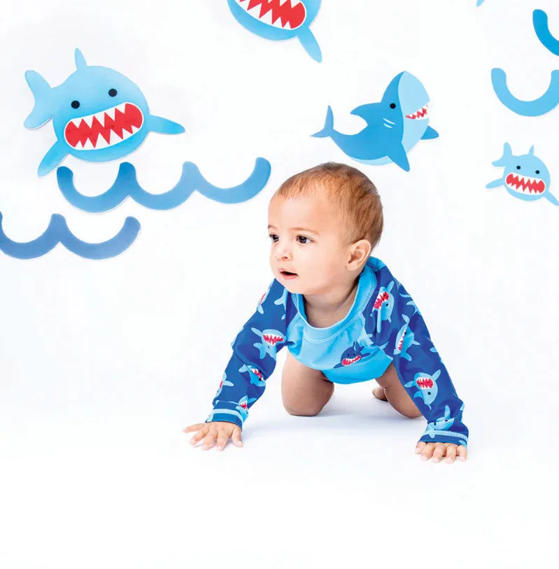 Zoocchini - Rashguard Top & Swim Diaper Set - Shark