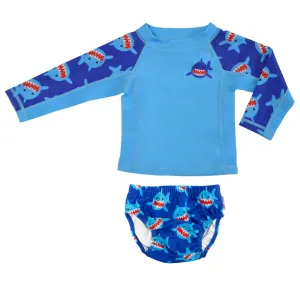 Zoocchini - Rashguard Top & Swim Diaper Set - Shark